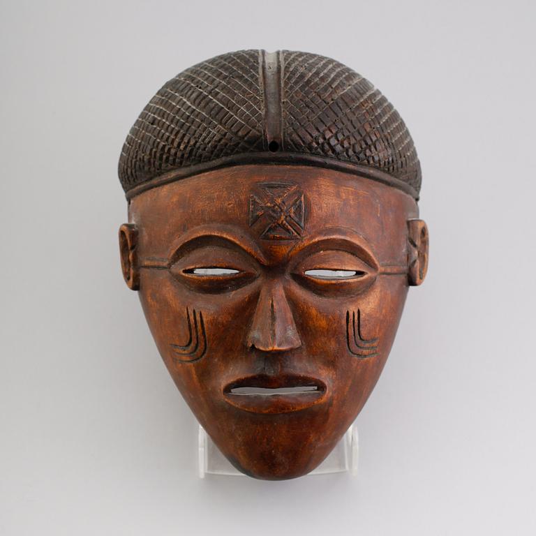 MASK, snidat trä, Joruba, Nigeria, Afrika.