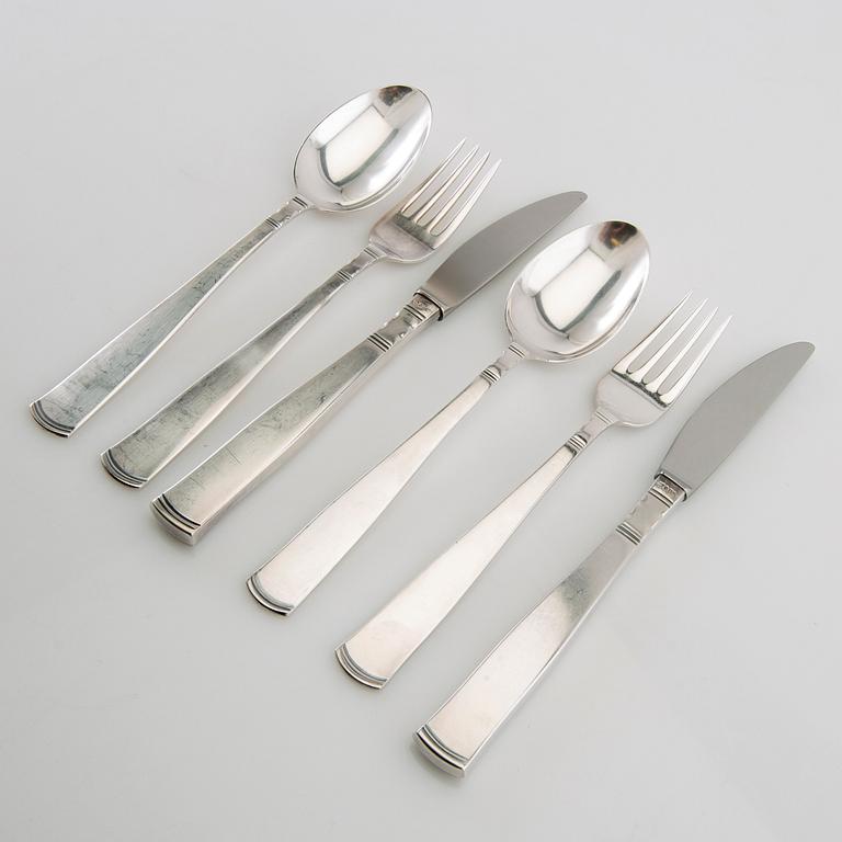 Jacob Ängman, cutlery 18 dlr silver "Rosenholm" GAB Eskilstuna 1970s.