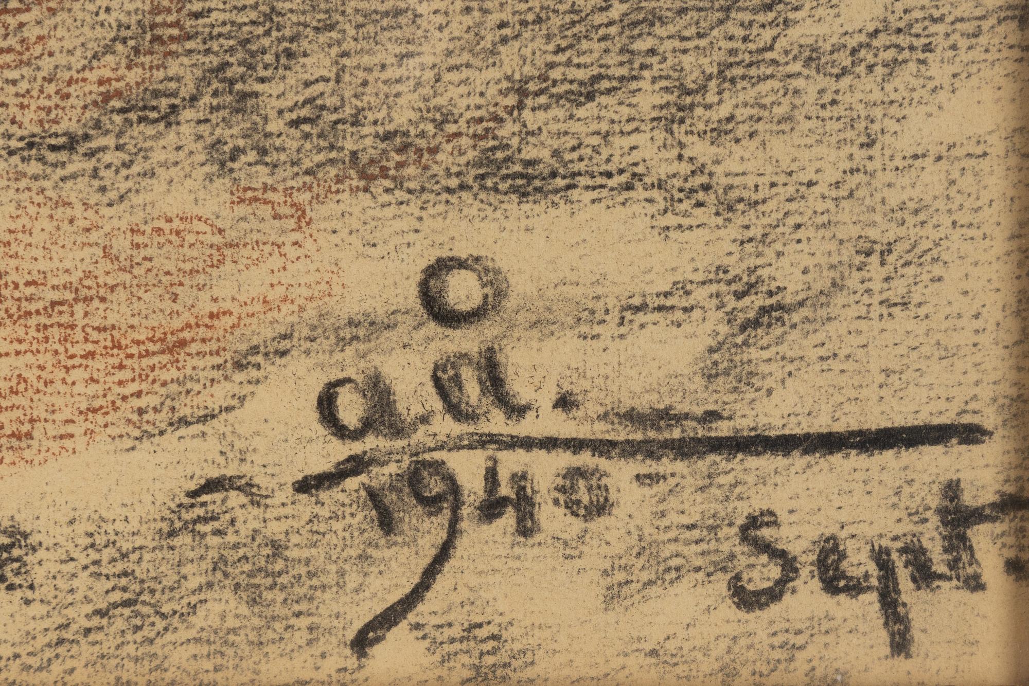 Acke Åslund, chalk drawing, signed and dated 1940.