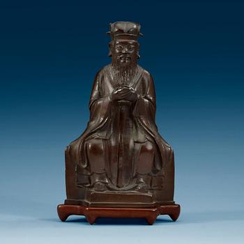 1786. DAOISTISK GUDOM, brons. Qing dynastin, 17/1800-tal.