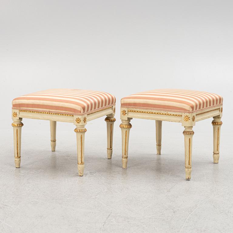 A pair of Gustavian stools, late 18th century.