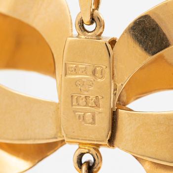Hänge 18K guld med fasettslipad sten, H Engelbert, samt kedja.
