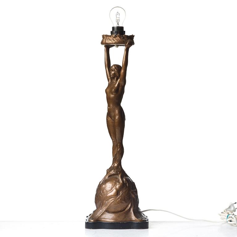 Gerda Sprinchorn, bordslampa, "Solen", Herman Bergmans Gjuteri, Stockholm, jugend.
