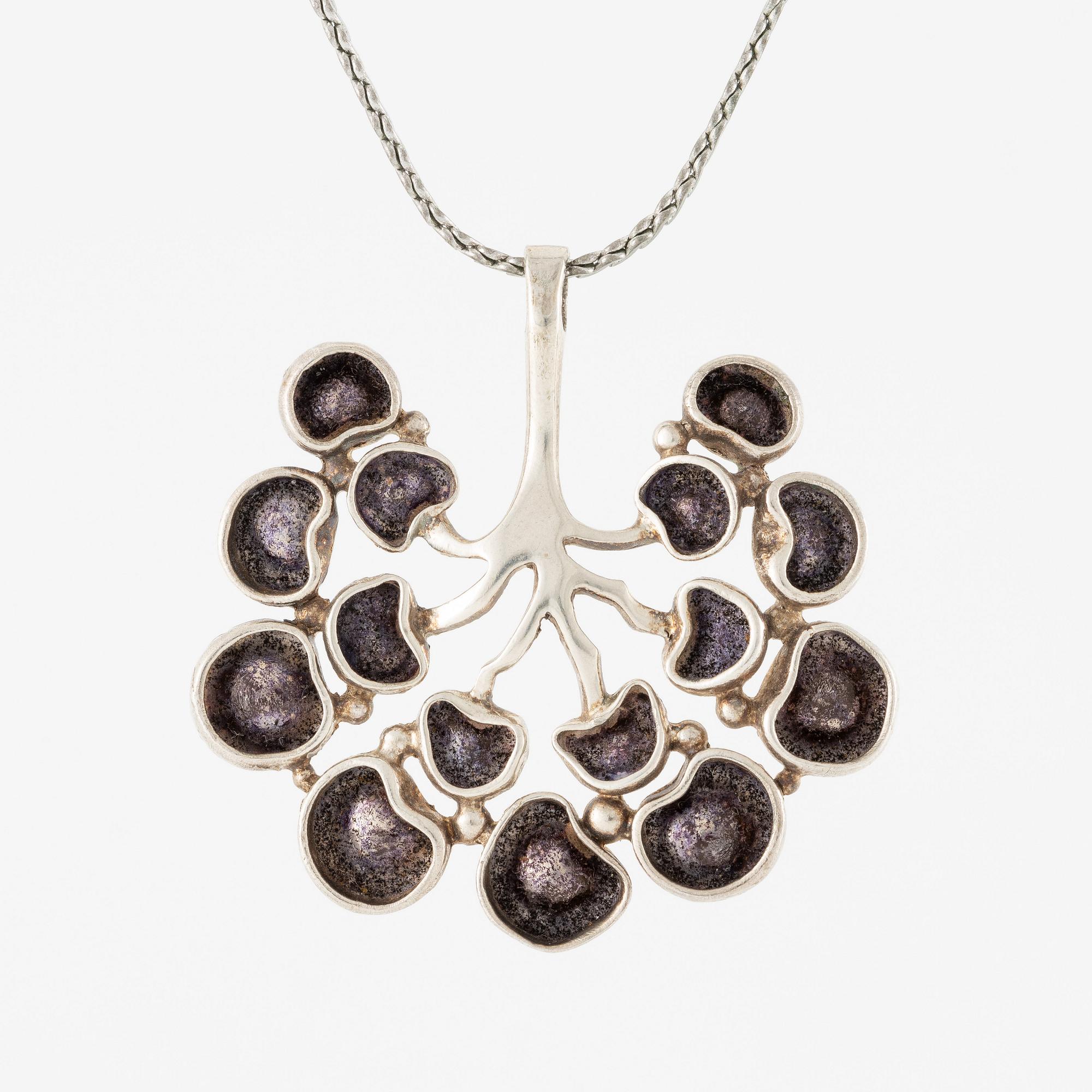 Eric Robbert, pendant and bracelet, silver and enamel.