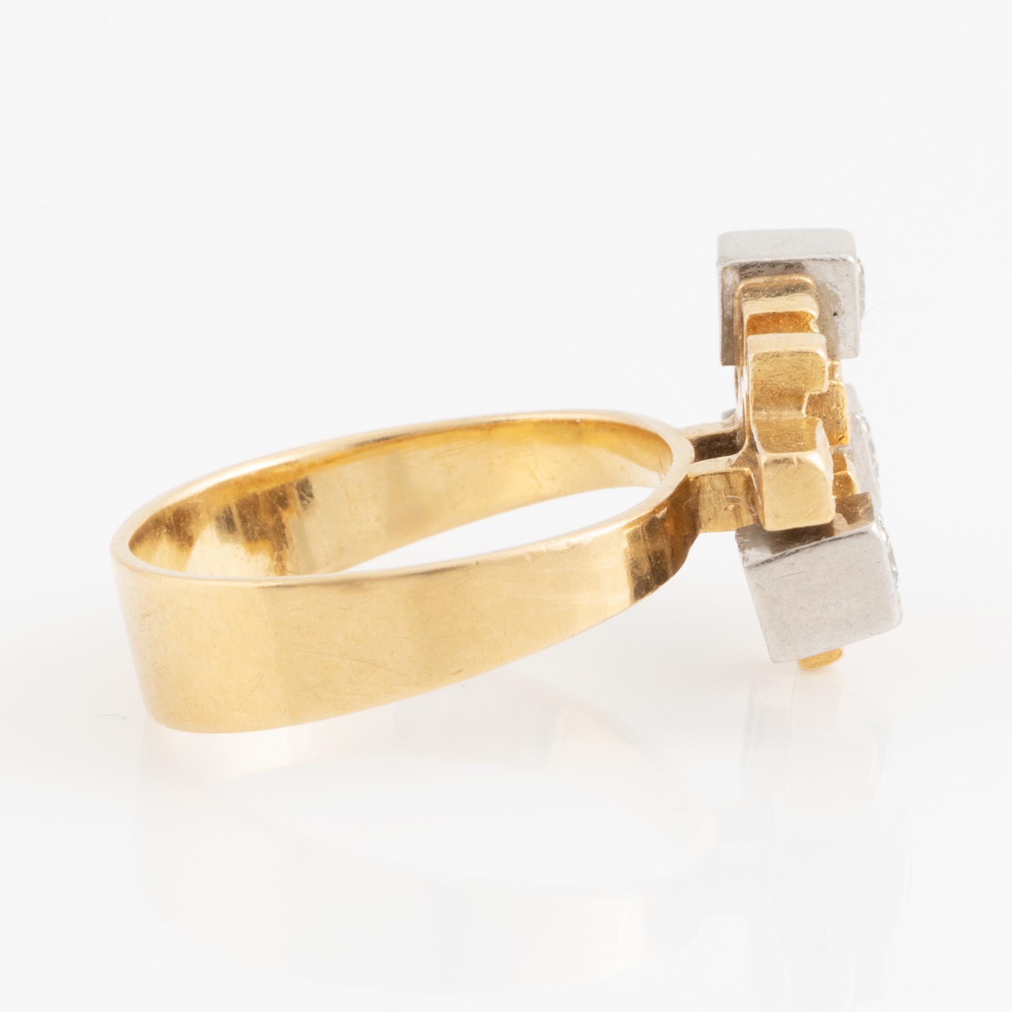 Björn Weckström, ring "Diamantstad" with brilliant cut diamonds. Lapponia 1992.