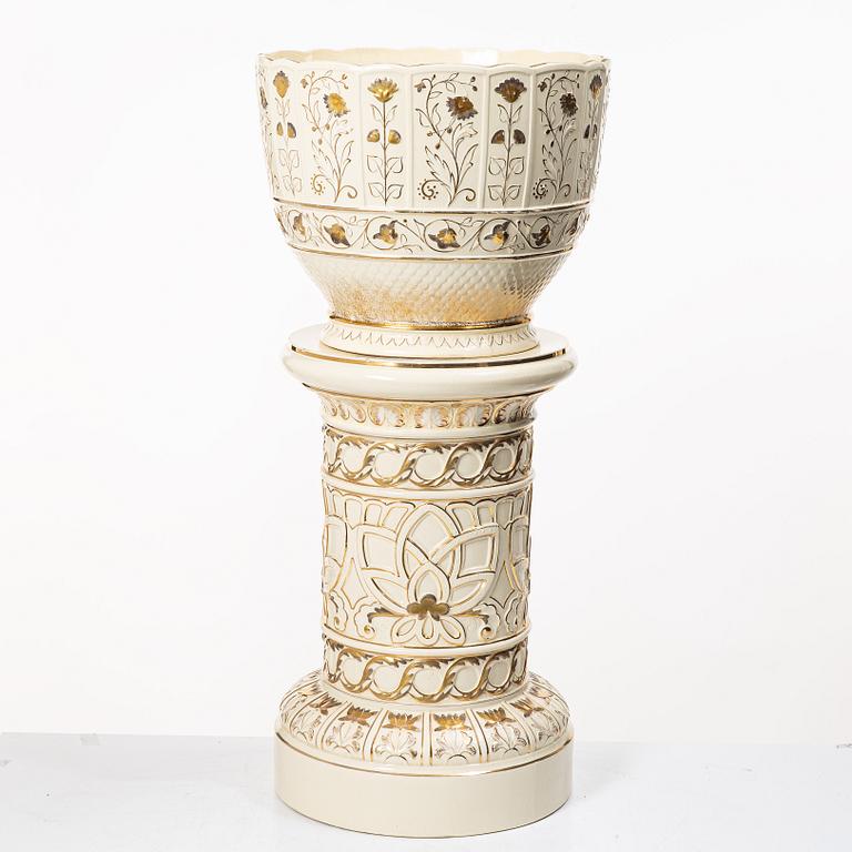 Pot on pedestal, Jugend, Rörstrand, early 20th century.