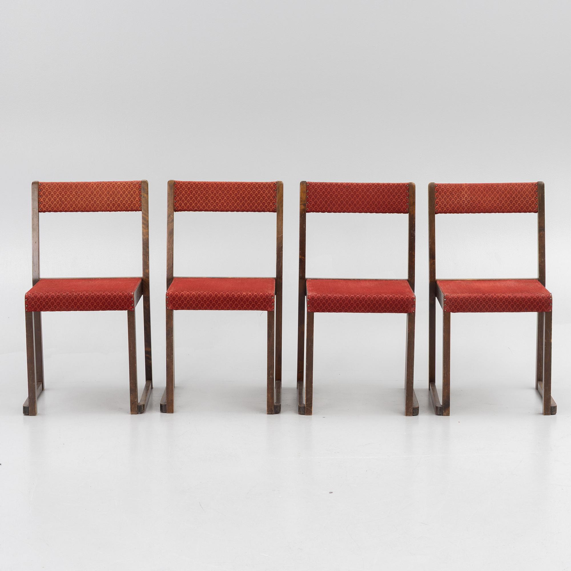 Sven Markelius, Chairs, 4 pcs, so-called "Orchestra Chairs", mid-20th century.