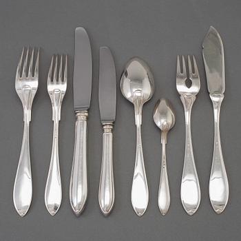 A Swedish silver flatware 82-piece service, maker's mark GAB, Stockholm, 1930s.