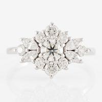 Ring 14K vitguld med briljantslipade och markisslipade diamanter.