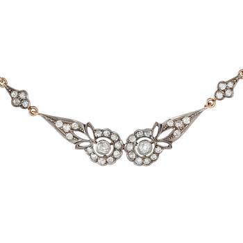 344. A NECKLACE, 14K gold, platinum. 8/8 and 16/16 cut diamonds n. 2.00 ct. H/si-I. Weight 8 g.