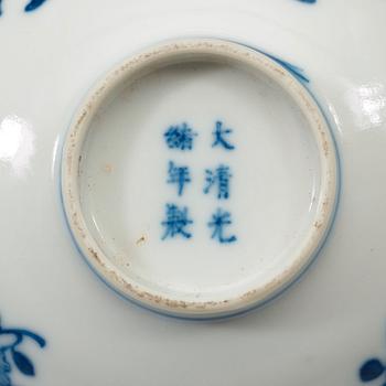 A pair of blue and white bowls, Qing dynasty, with Guangxus six character mark and of the period (1875-1908).