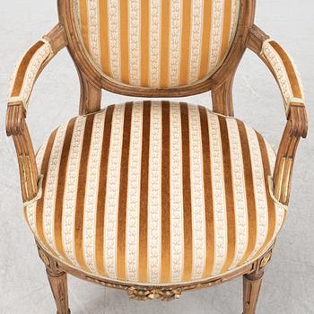 A Louis XVI armchair, Denmark, late 18th century.