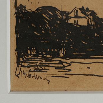 KARL NORDSTRÖM,  3 st samramade, svart tusch på papper, en signerad ”K. Nordström”.