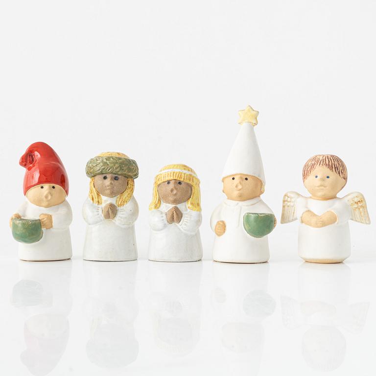 Lisa Larson, five stoneware figurines, "Advent", Gistavsberg.