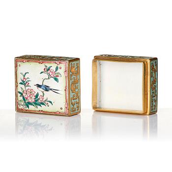 An enamel on copper curio box, Qing dynasty.