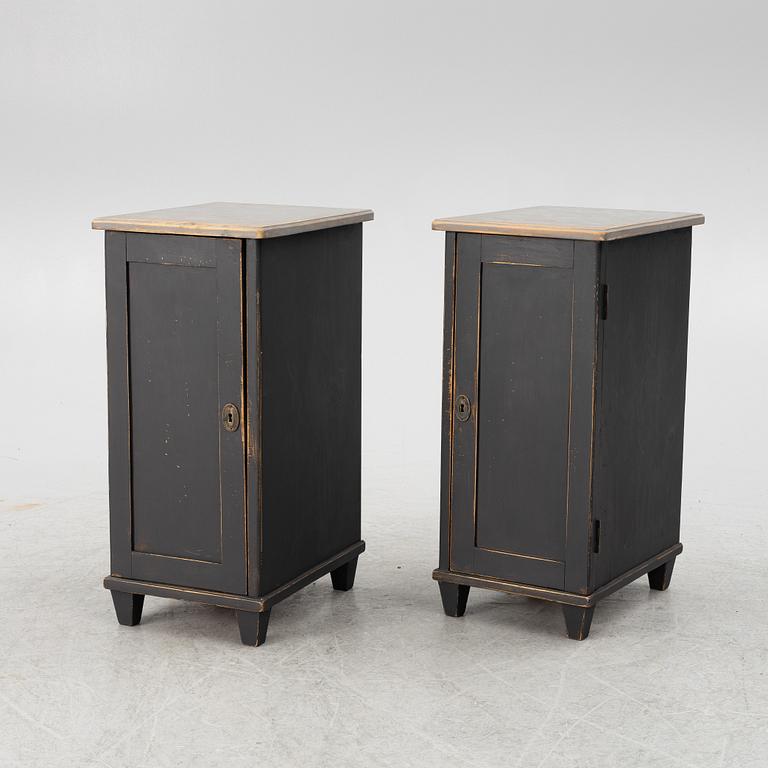 Bedside tables, a pair, first half of the 20th century.