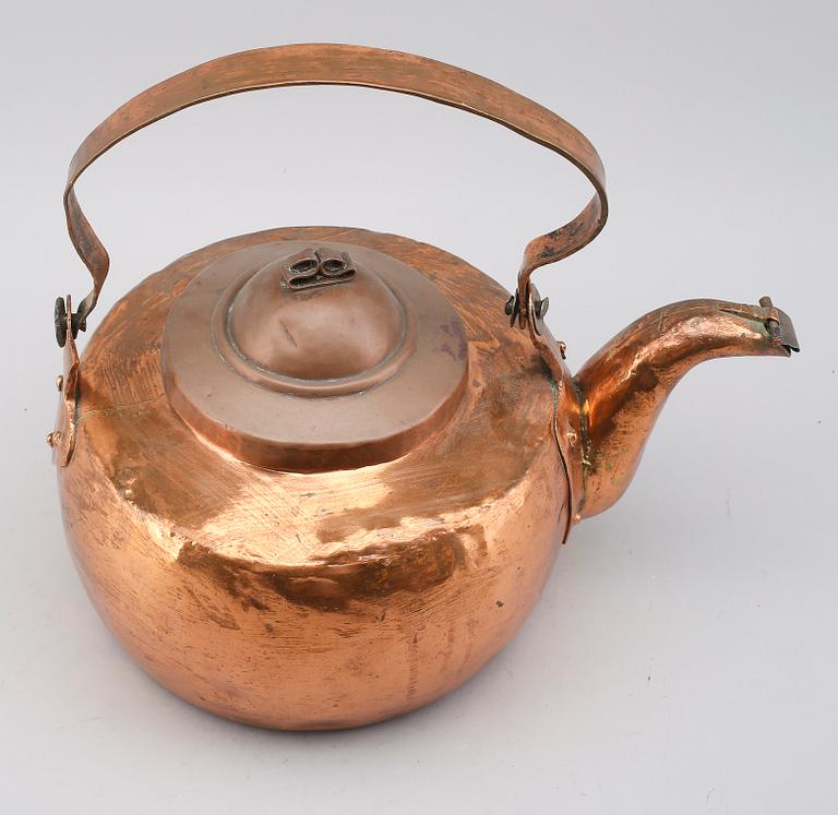 KAFFEKANNA, koppar, större modell, 1700-/1800-tal.