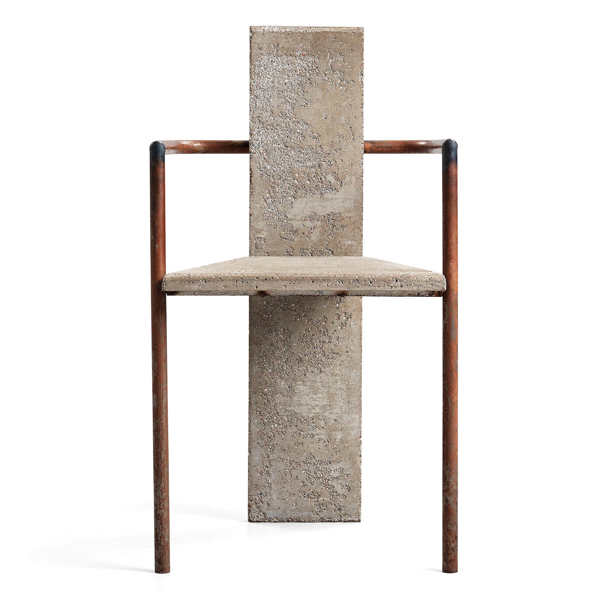 Jonas Bohlin, a "Concrete" armchair, reportedly the original, the one exhibited at Konstfack, Stockholm 1981.