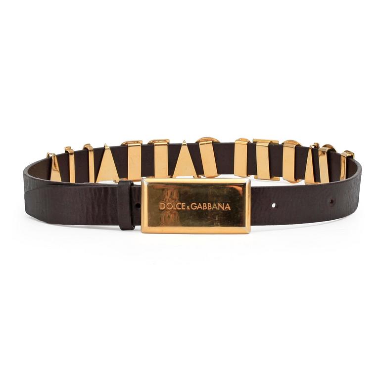 DOLCE & GABBANA, a brown leather belt.