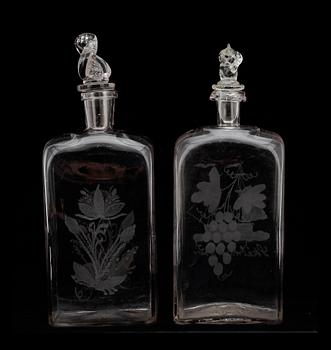 KARAFFER, 2 st, glas, 1800-talets mitt.