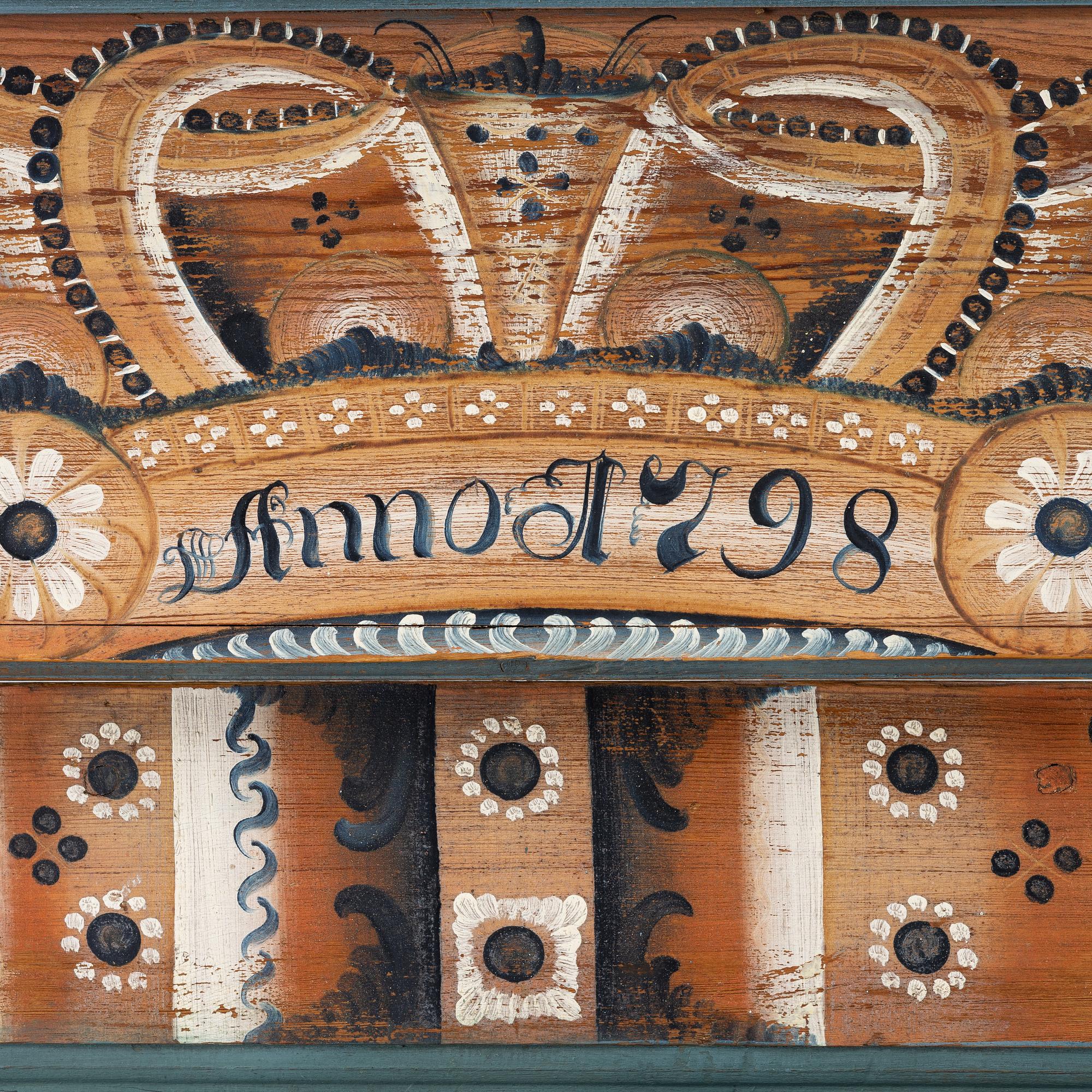 A Dalecarlian polychrome painted cabinet, dated 1798.
