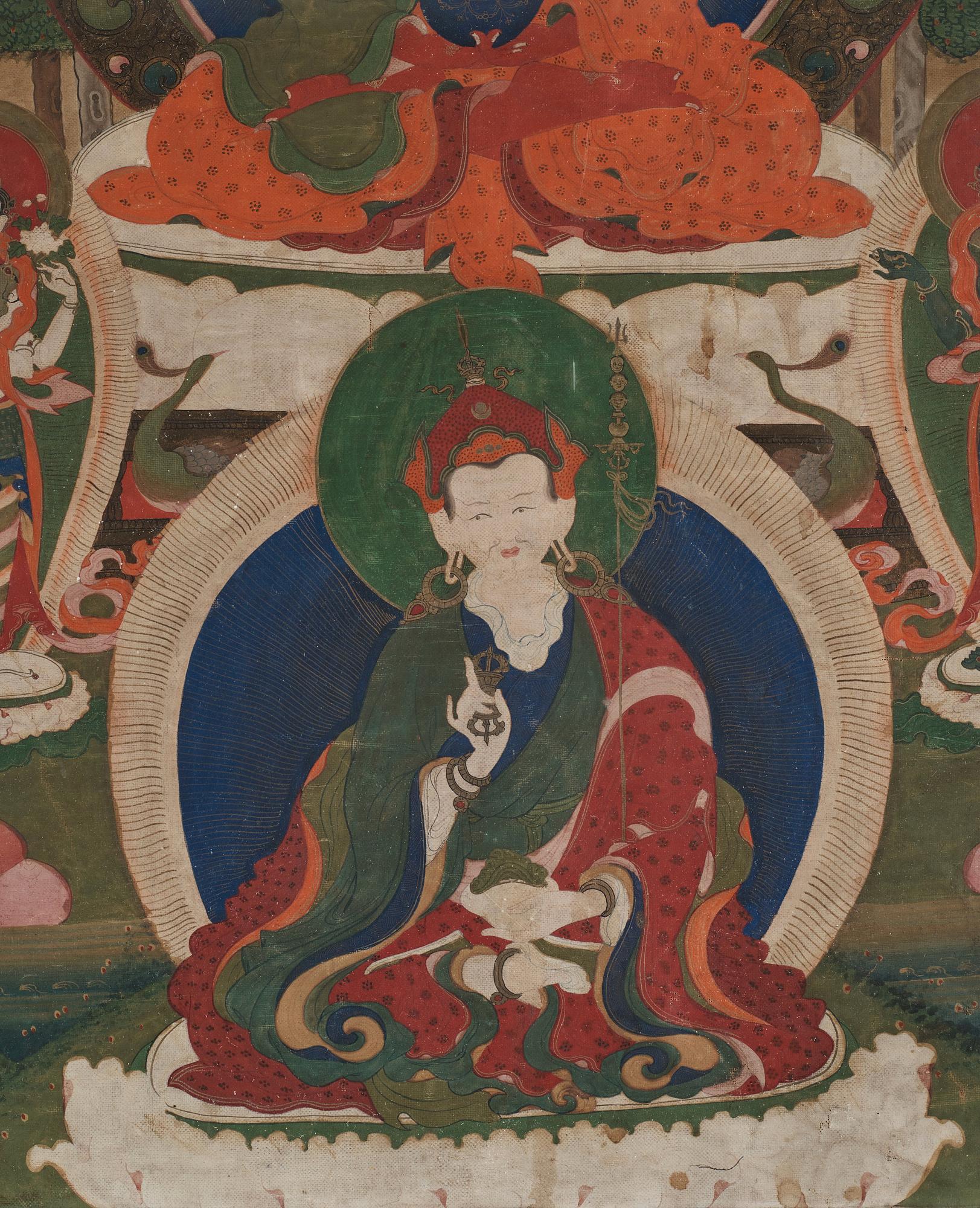 A Tibetan thanka, ink and colour on paper, 19th Century.