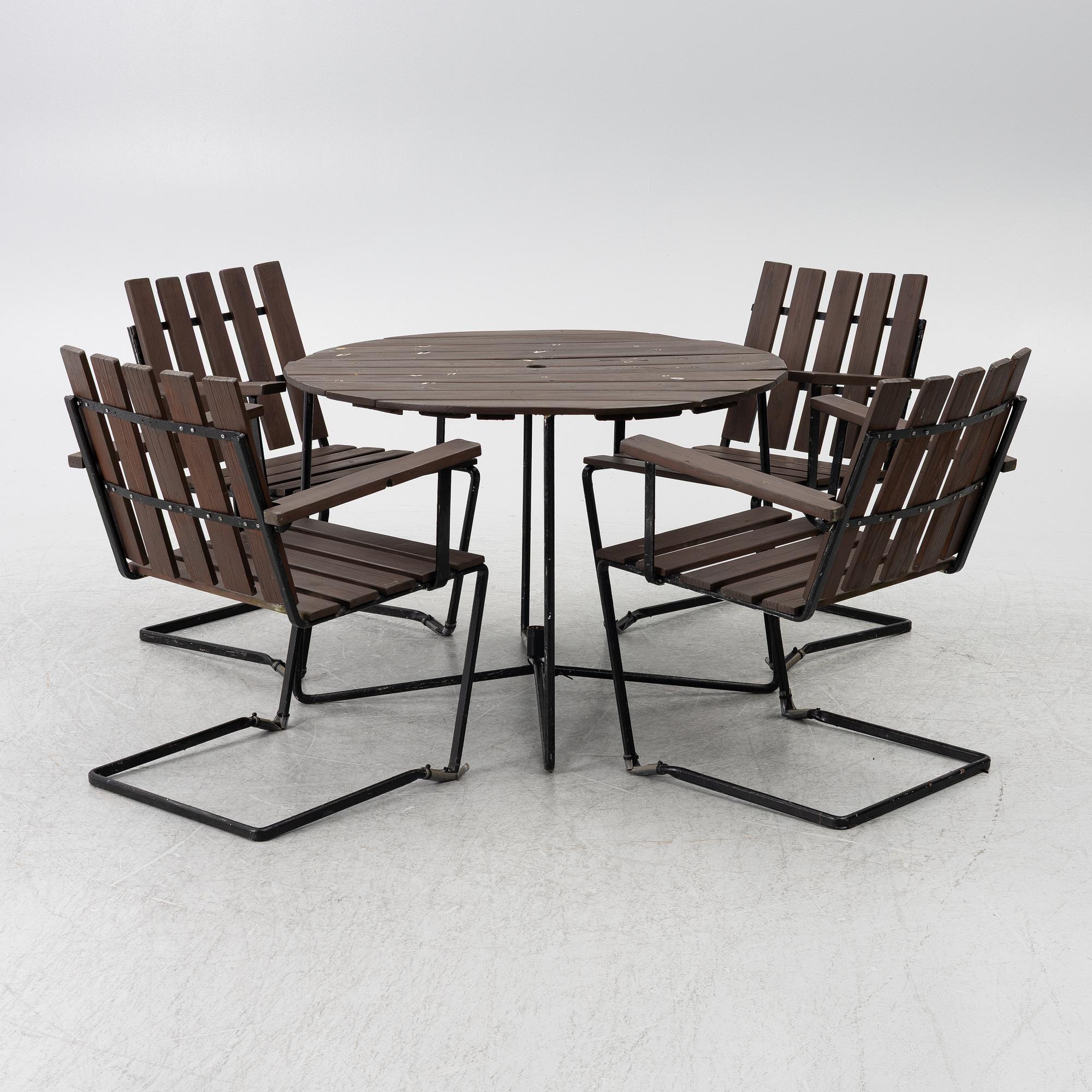 A five-piece garden suite, Grythyttan, mid-20th Century.