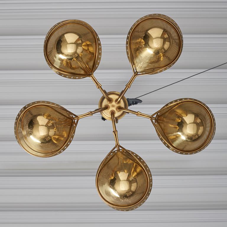 A Swedish Modern brass ceiling lamp, 1940-50's.