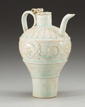 A pale green glazed ewer with cover, Song dynasty (960-1279).