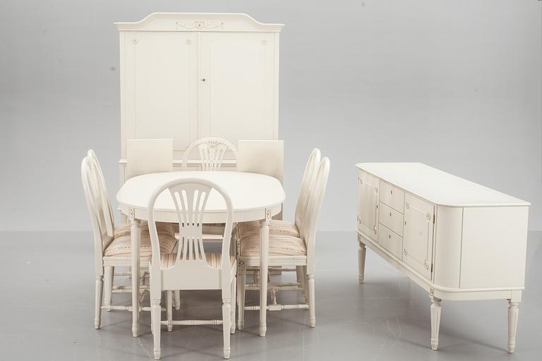 MATSALSMÖBLEMANG, 9 delar, gustaviansk stil, 1900-talets slut.