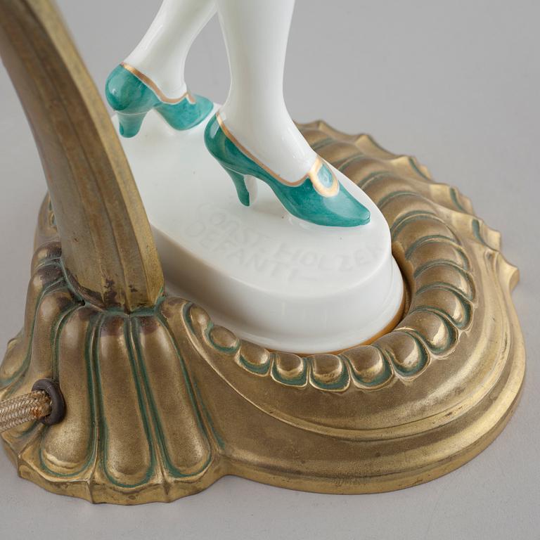 A table lamp with a porcelain figurine by Rosenthal, first half of the 20th century.