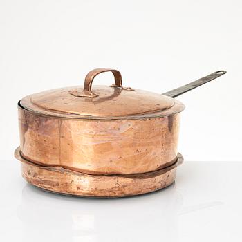 A copper saucepan, from the royal household of Sofia albertina, Sweden, 18th-19th century.