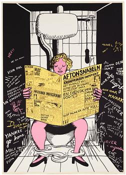 Marie-Louise Ekman, serigraphic poster "På toaletten/Aftonsnabeln", 1969.