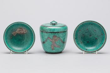 URNA och SKÅLAR, ett par, "Argenta",  Wilhelm Kåge, Gustavsberg.