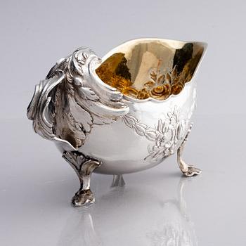 A Swedish Rococo 18th century parcel-gilt silver cream-jug, mark of Jacob Lampa, Stockholm 1774.