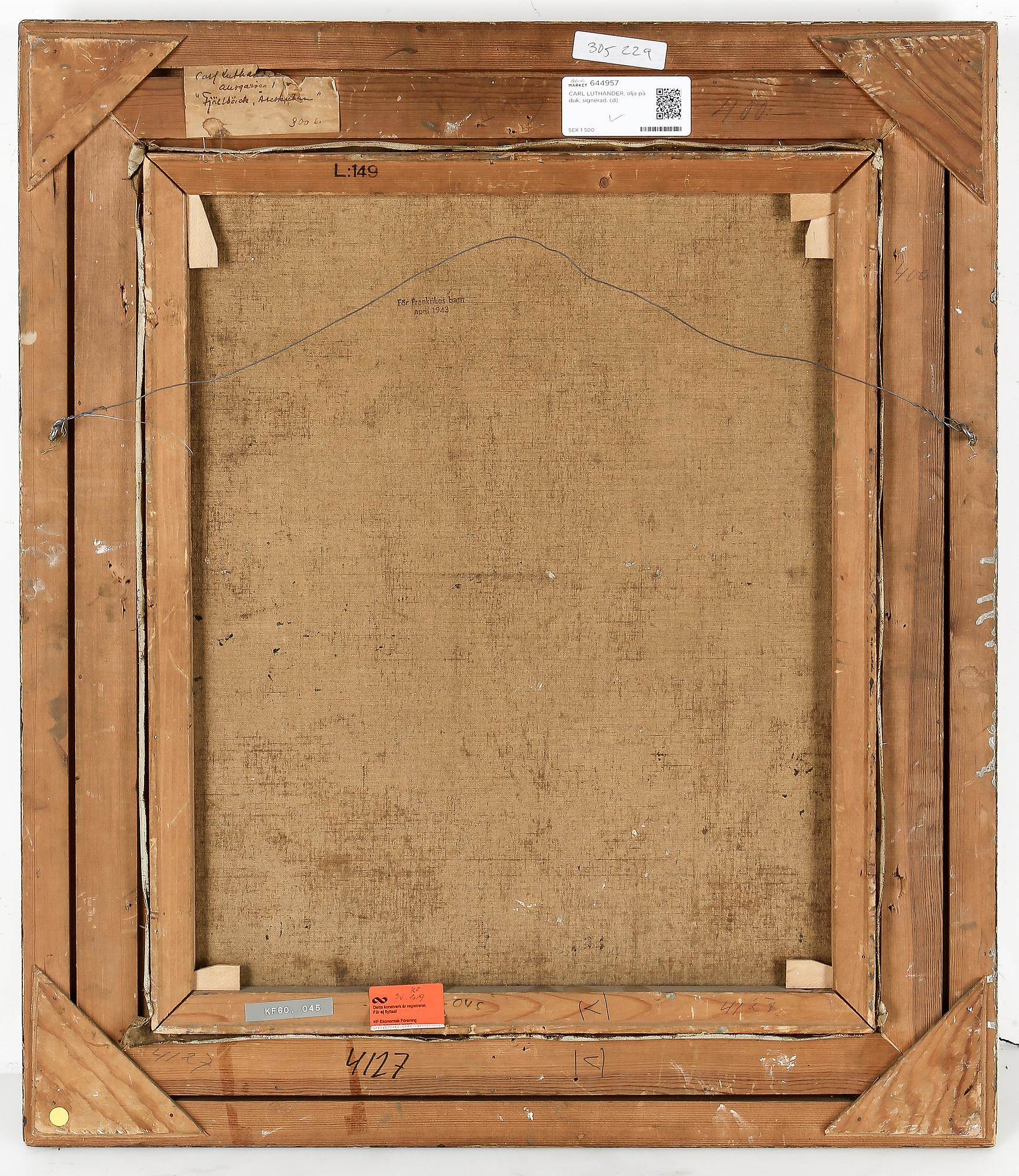 CARL LUTHANDER, olja på duk, signerad.