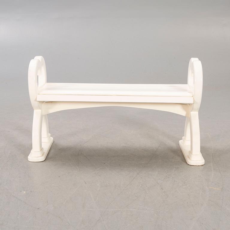 A painted 1930/40s wooden bench.