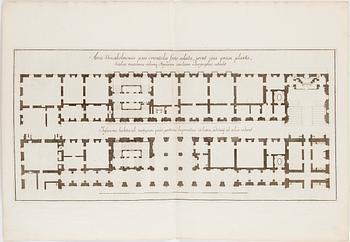 SÉBASTIEN LE CLERC, efter Niccodemus Tessin d.y. 1695, kopparstick, 3 st, 1700-tal.