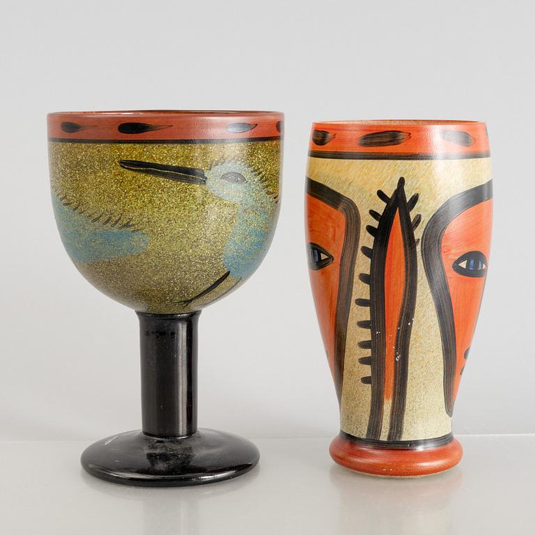 Ulrica Hydman-Vallien, skål, pokal och vas, glas, Kosta Boda.