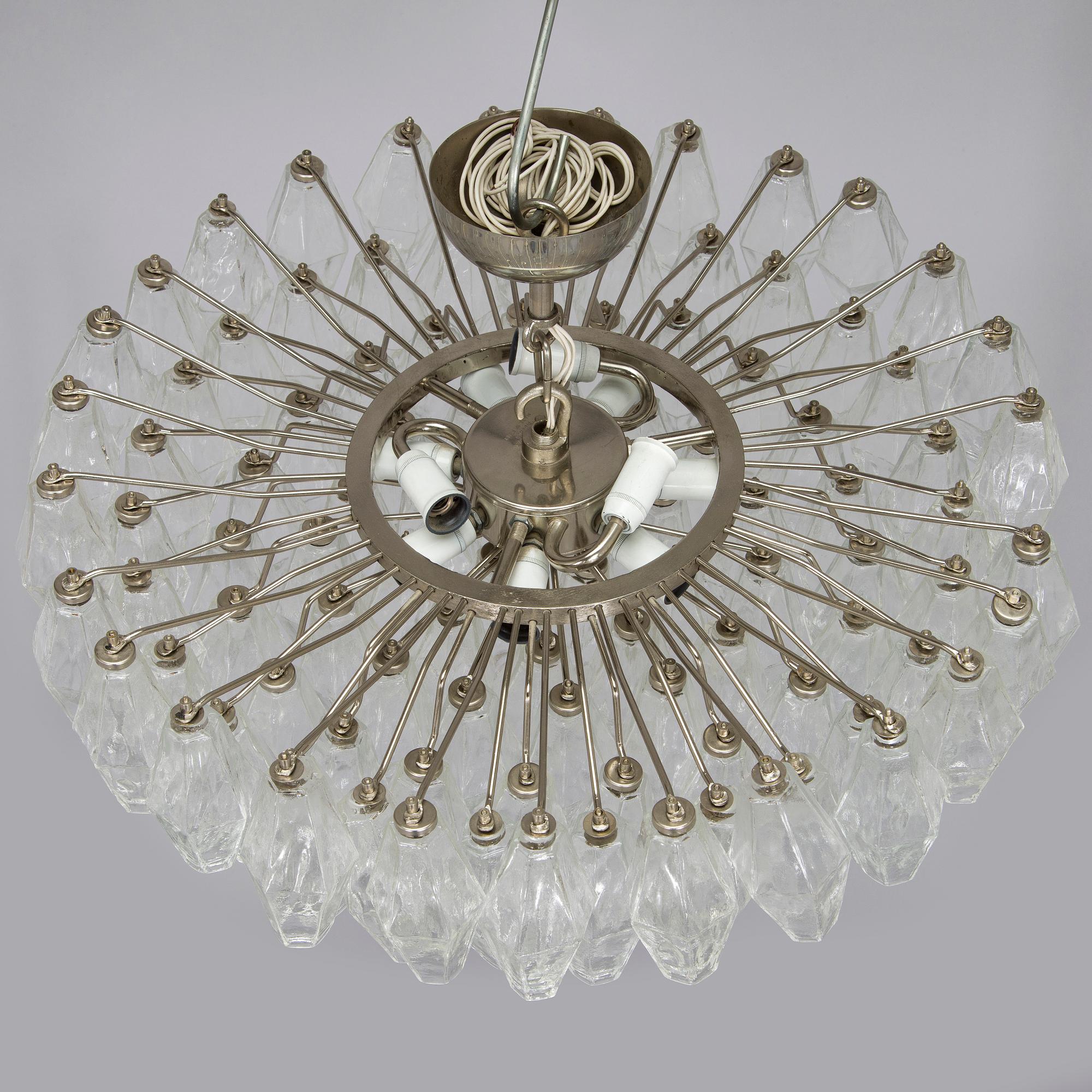 Carlo Scarpa, A1960s 'Polyhedra' chandelier for Venini Murano Italy.