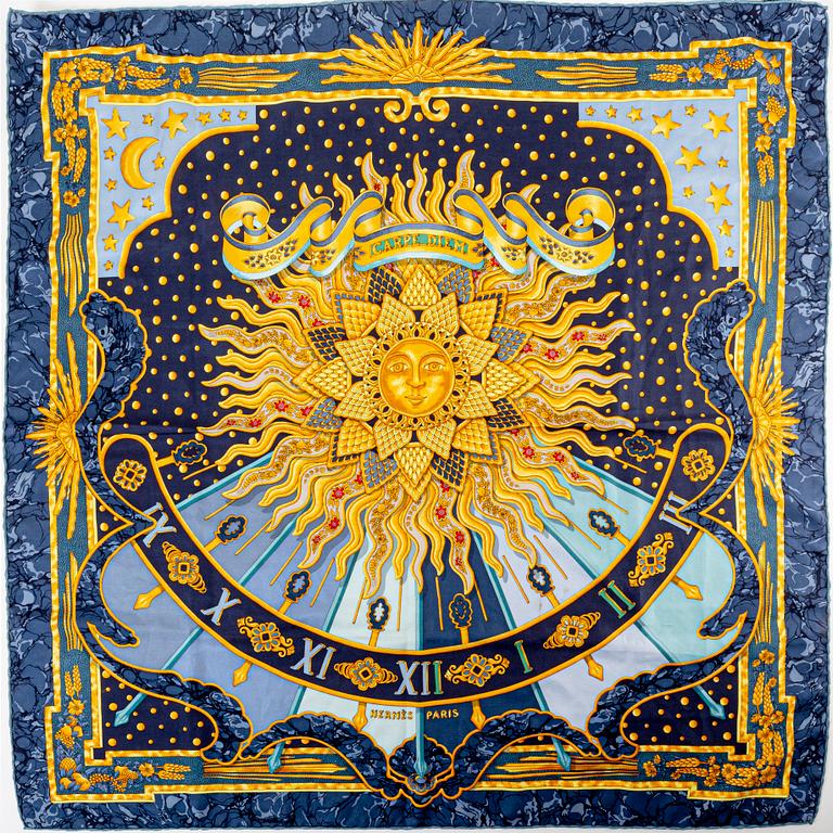Hermès, two silk scarves.
