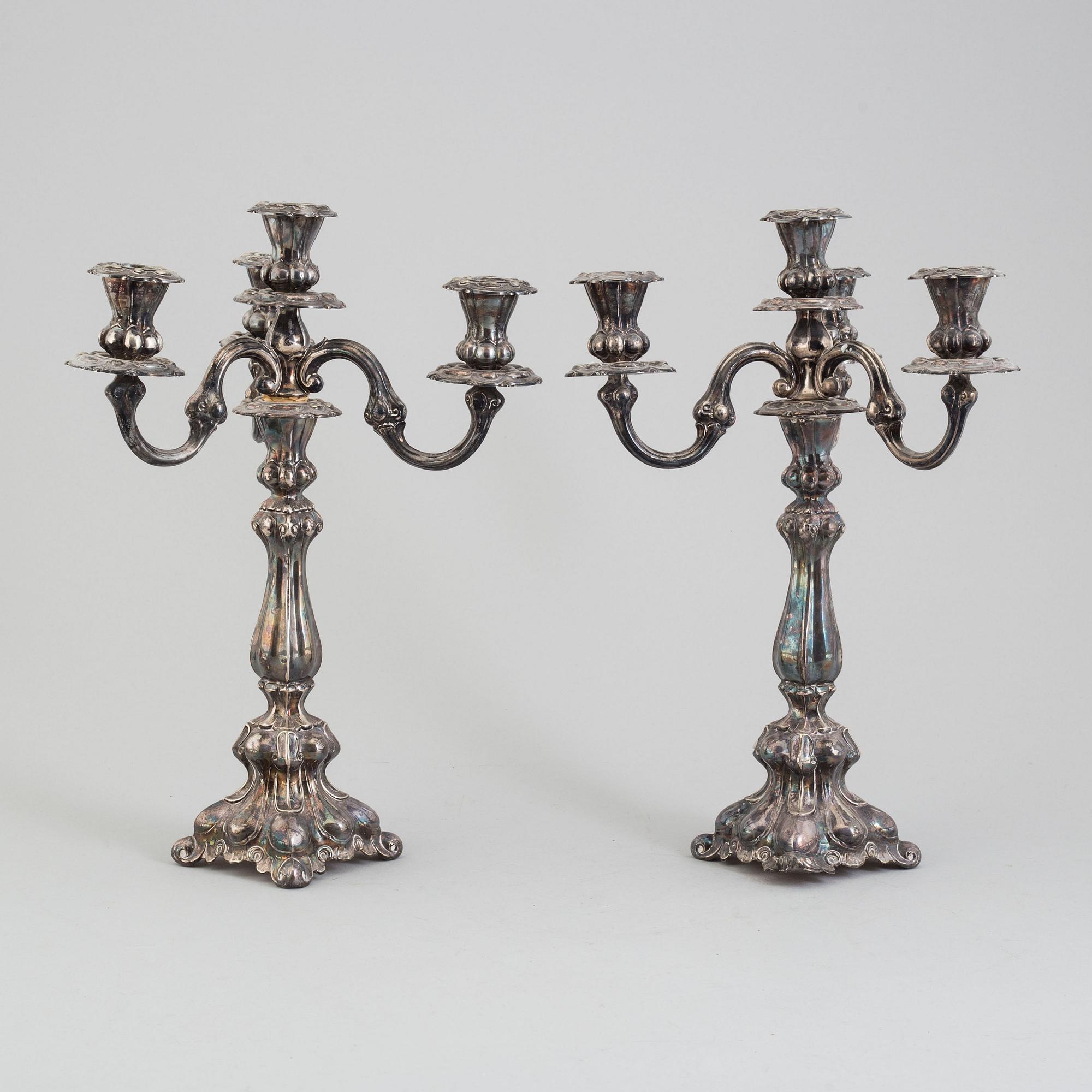 KANDELABRAR, 1 par, silver, 1900-talets första hälft, svenska import stämplar.