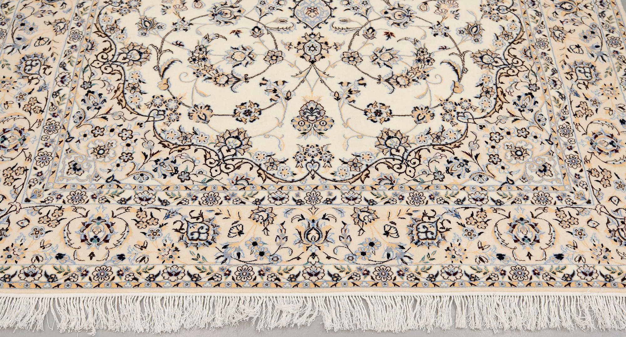 A part silk Nain carpet, so called 6 LAA, ca 252 x 175 cm.
