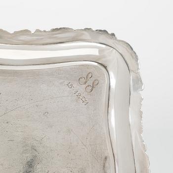 A silver tray, maker's mark of Adolf Sper, Saint Petersburg 1840.