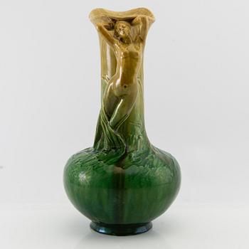 Albin Hamberg vase "Morgonstjernan" Höganäs Jugend dated 1900.