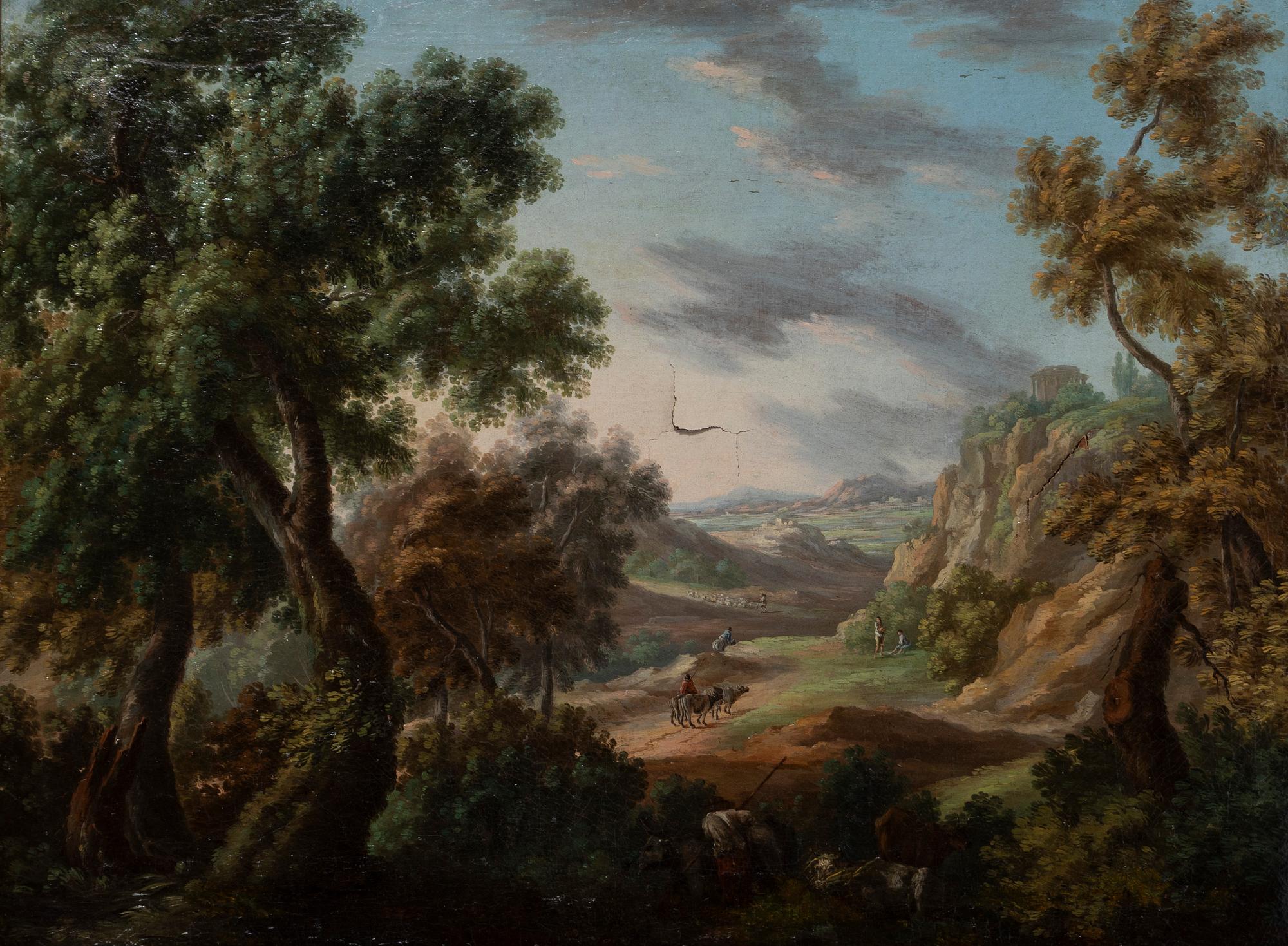 Jan Wildens, follower of, Expansive landscape with figures.