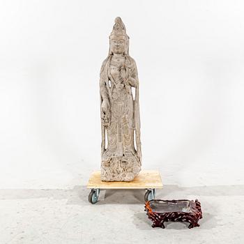 A stone sculpture of Boddhisattva, 20th Century.