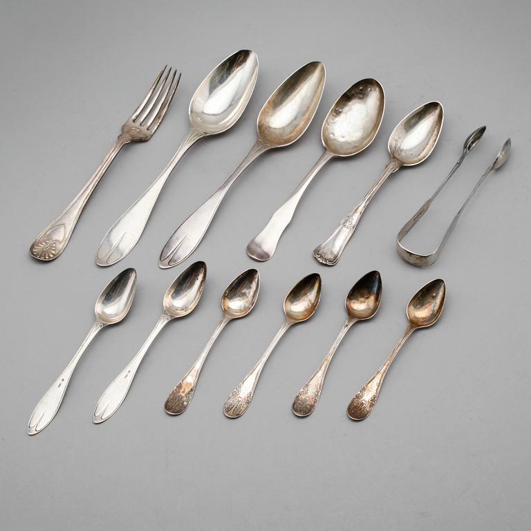 BESTICK, 12 delar, silver, 1700-/1800-tal. Vikt ca 407 gram.