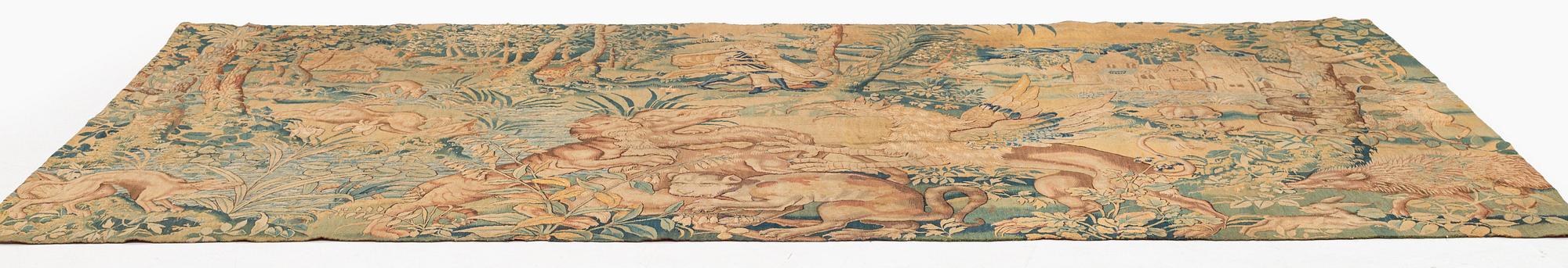A Flemish 'Game park' tapestry, probably Audenarde, c. 331 x 177 cm, mid 16th century.