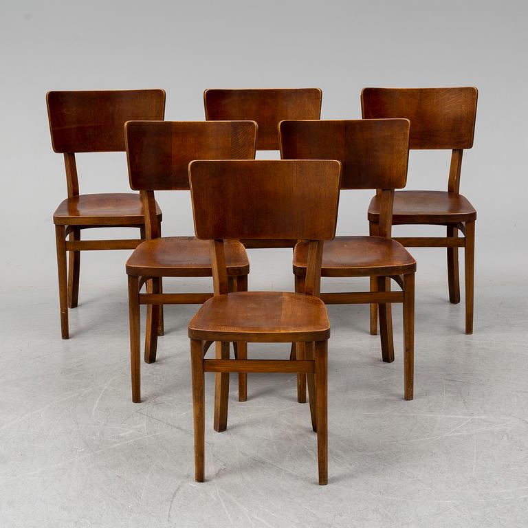 A set of 6 cafe chairs, early 20th Century.